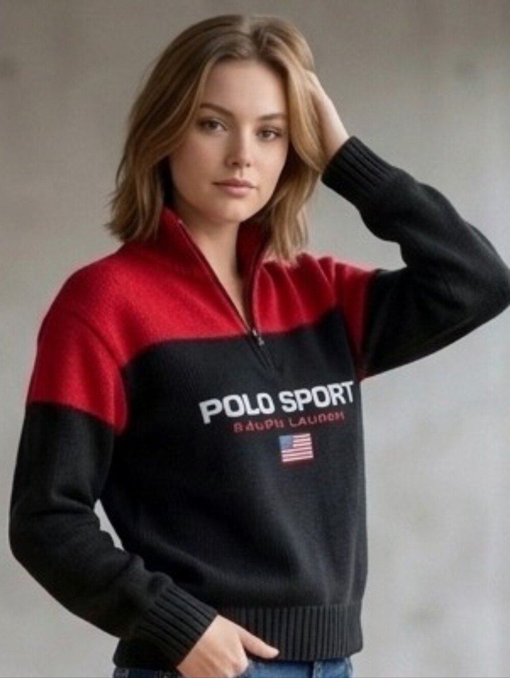 NEVER WORN Polo by Ralph Lauren Colorblock Quarter-Zip Pullover - Red/Black Sz L